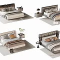 Modern Double Bed Designs With Bedside Tables Lamps Pillows And Plants