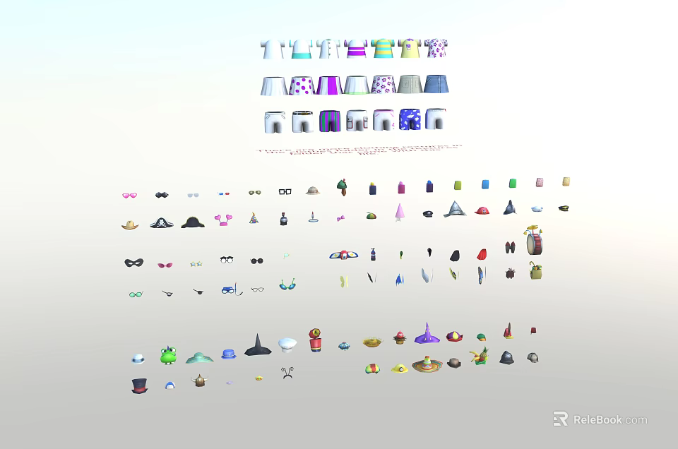 Stylish Apparel And Accessories Collection Featuring Hats Scarves Gloves And Outfits 3d model 