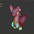 Blue And White Mythical Creature Character With Spotted Body Horns And Tail 3D Model Design