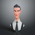 3D Cartoon Male Character With Slicked Back Hair White Shirt Black Suspenders And Smoking Cigarette