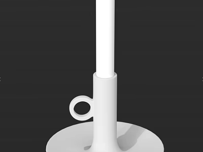 White Candle Lamp With Slim Pole Round Base And Ring Shaped Handle Design 3d model