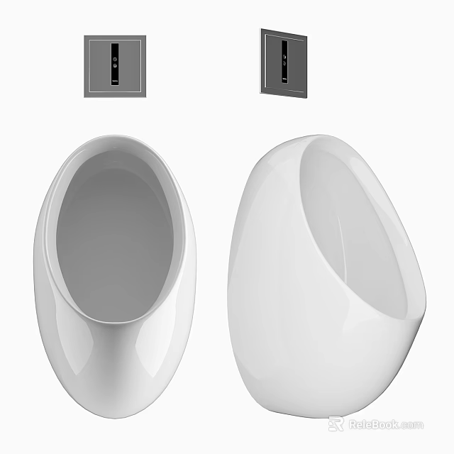 Modern White Toilet Design With Sensor Panels Front And Side Views 3d model 