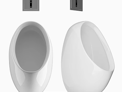 Modern White Toilet Design With Sensor Panels Front And Side Views 3d model