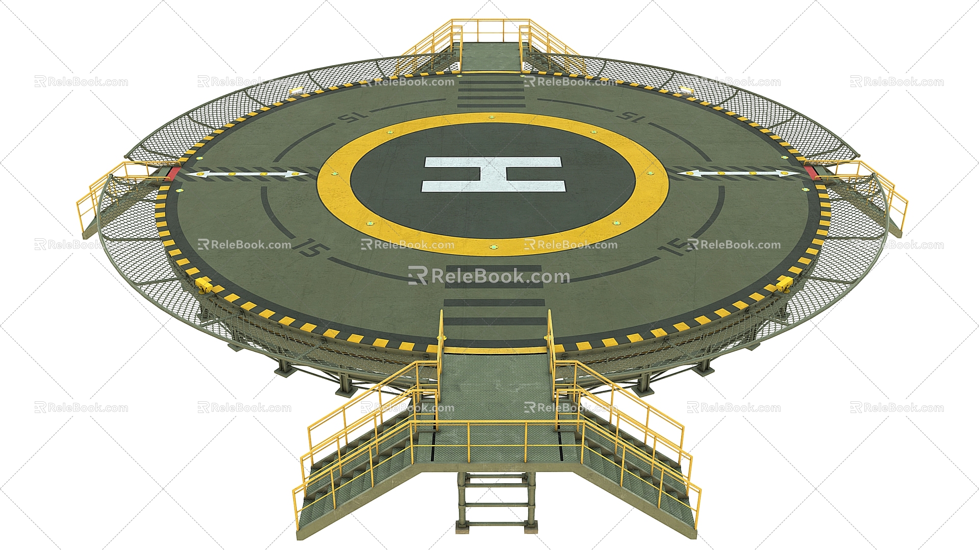 Apron Helicopter Apron Helicopter Airport Cartoon Airport Military Airport 3d model