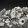 Pile Of Ancient Stone Fragments And Broken Artifacts From Archaeological Site