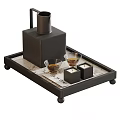 Sleek Modern Black Marble Tea Set Tray With Glass Cups And Design