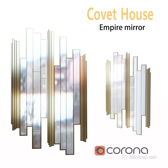 Empire Mirror Modern Decorative Wall Design With Vertical Stripes And Metallic Frame 3d model 