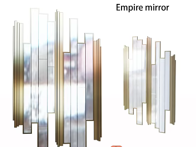 Empire Mirror Modern Decorative Wall Design With Vertical Stripes And Metallic Frame 3d model