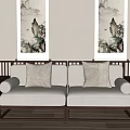 New Chinese-style double sofa 3d model