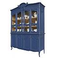 Elegant Blue China Cabinet With Glass Doors Holding Plates Cups And Color Options
