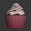 Sweet Cupcake With Pink Paper Liner Swirl White Frosting And Black Star Sprinkles