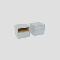 Modern Grey Nightstand With Wooden Top Two Drawers And Open Storage Shelf