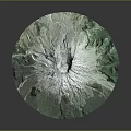 Garden Landscape 3D Circular Model with Green Vegetation and White Mountain Peak