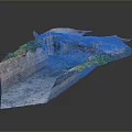 Modern Landscape 3D Model Featuring Sunken Depression With Green Vegetation And Moist Ground
