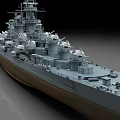 Highly Detailed Battleship Model Featuring Turrets Superstructure Deck And Military Design Details