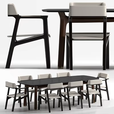 Modern Dining Table And Chairs Set With Stylish Design And Comfortable Seating 3d model