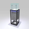 Display Shelf with Black Frame Transparent Glass Top and Gray Panel for Elegant 3d model