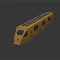 Orange Modern Train with Solar Panels on Top and Side Windows and Doors