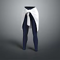White Tied Apron With Dark Blue Leggings Stylish Modern Fashion Outfit