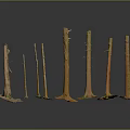Natural Wood Tree Trunks with Stone Bases in Various Heights and Sizes for Decorative