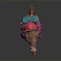 Detailed Camel Model With Colorful Saddle Red Purple And Blue Decorations