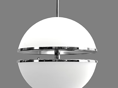 Modern White Spherical Pendant Light With Chrome Accent And Smooth Surface 3d model