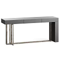 Modern Light Gray Console Table With Metal Frame And Three Drawers