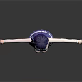 Game Movie Character With Purple Hair Twin Tails Blue White School Uniform Skirt Arms Outstretched
