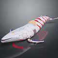 White Whale With Red Stripes And Intricate Design Details On Reflective Surface