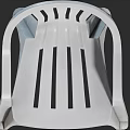 White Plastic Leisure Chair With Curved Backrest Slatted Design Simple Modern Style