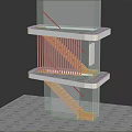 Modern Staircase Design With Wooden Steps And Multi level Platform Structure 3d model