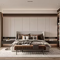 Modern Bedroom Interior Design With Large Bed Wooden Headboard Bench Neutral Tones Rug And Cabinets
