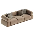 Cozy Multi Seat Sectional Sofa With Plaid Throw Pillows In Light And Brown Tones