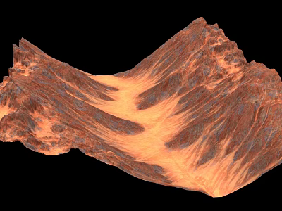 Rugged Mountainous Terrain With Orange Brown Rocky Texture And Detailed Topography 3d model