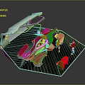 Futuristic Concept Vehicle Model With Red Silver Components Transparent Parts And Display Platform