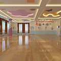 Bright Children Dance Studio With Wooden Floor Mirror Walls And Colorful Decor