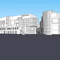 Modern Commercial Street With Contemporary Buildings Shop Fronts And Pedestrian Walkway