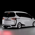 White Toyota MPV With Custom Black Front Fascia Side Skirts And Silver Alloy Wheels