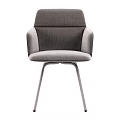 Modern Gray Fabric Upholstered Leisure Chair with Armrests Sleek Design and Metal Legs