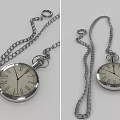 Classic Vintage Silver Pocket Watch With Roman Numeral Dial And Chain