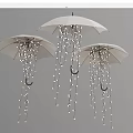 White Umbrella Shaped Decorative Lights with Hanging String Lights for Home Design 3d model