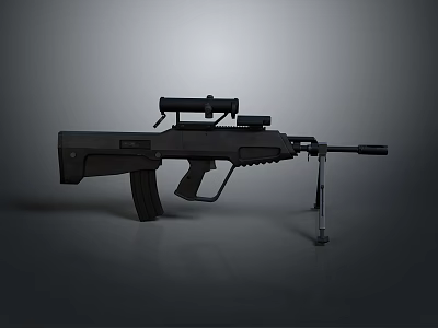 Tactical Black Rifle with Mounted Scope and Adjustable Bipod Stand 3d model Tactical Black Rifle with Mounted Scope and Adjustable Bipod Stand 3d model
