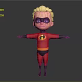 Animated Superhero Character With Blonde Hair Black Mask Red Costume I Symbol And Arms Outstretched
