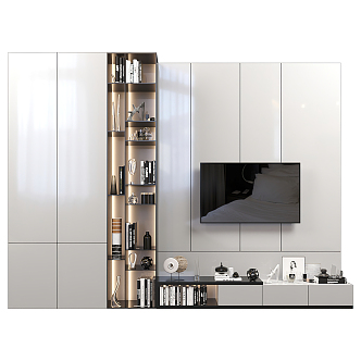 Modern TV background cabinet TV background wall 3d model