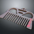 Vintage Metal Comb With Engraved Red Markings And Unique Design For Daily Use