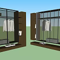 Modern Wardrobe Design With Glass Doors And Metal Frame For Clothing Storage And Shelves