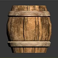 Rustic Wooden Barrel Decorative Ornament Set with Natural Bands and Wood Grain Details