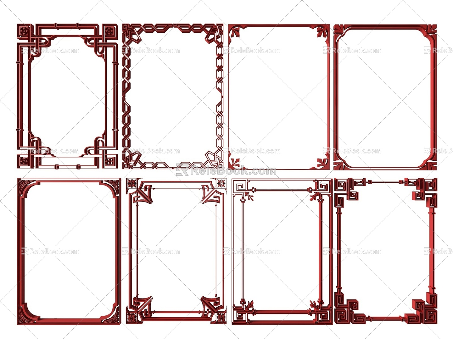 New Chinese Style Flower Lattice Window Carved Hollow Carved Window Corner Carved Gypsum Line Carved Window Pattern Carved 3d model