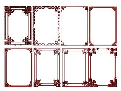 New Chinese Style Flower Lattice Window Carved Hollow Carved Window Corner Carved Gypsum Line Carved Window Pattern Carved 3d model