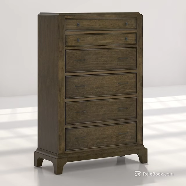 Dark Brown Wooden Chest of Drawers with Multiple Drawers Sturdy Legs and Classic Design 3d model 